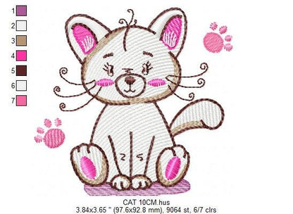 Cat embroidery design - Animal embroidery designs machine embroidery pattern - Kitten embroidery file - baby girl embroidery cat design Marcia Embroidery