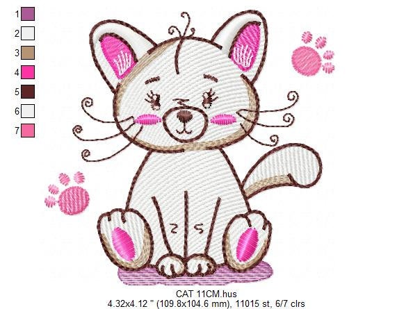 Cat embroidery design - Animal embroidery designs machine embroidery pattern - Kitten embroidery file - baby girl embroidery cat design Marcia Embroidery