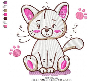 Cat embroidery design - Animal embroidery designs machine embroidery pattern - Kitten embroidery file - baby girl embroidery cat design Marcia Embroidery