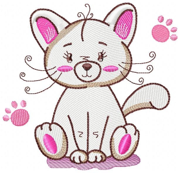 Cat embroidery design - Animal embroidery designs machine embroidery pattern - Kitten embroidery file - baby girl embroidery cat design Marcia Embroidery