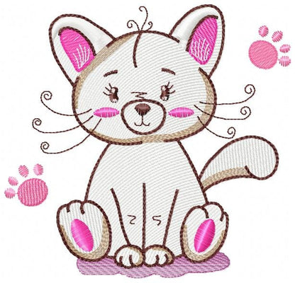 Cat embroidery design - Animal embroidery designs machine embroidery pattern - Kitten embroidery file - baby girl embroidery cat design Marcia Embroidery