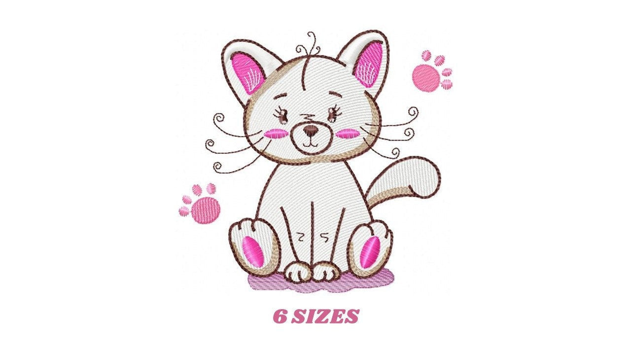 Cat embroidery design - Animal embroidery designs machine embroidery pattern - Kitten embroidery file - baby girl embroidery cat design Marcia Embroidery