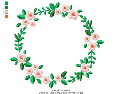 Monogram Frame embroidery designs - Flower embroidery design machine embroidery pattern - Flowers wreath embroidery file - girl embroidery Marcia Embroidery