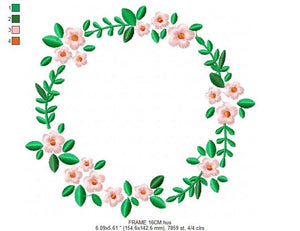 Monogram Frame embroidery designs - Flower embroidery design machine embroidery pattern - Flowers wreath embroidery file - girl embroidery