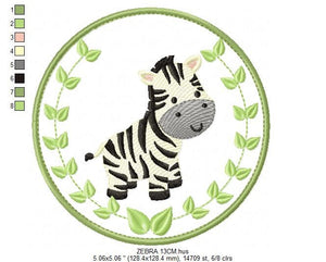 Zebra embroidery designs - Safari embroidery design machine embroidery pattern - Animal embroidery file - Zebra with applique frame pes jef