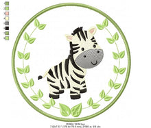 Cargar imagen en el visor de la galería, Zebra embroidery designs - Safari embroidery design machine embroidery pattern - Animal embroidery file - Zebra with applique frame pes jef
