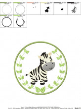 Cargar imagen en el visor de la galería, Zebra embroidery designs - Safari embroidery design machine embroidery pattern - Animal embroidery file - Zebra with applique frame pes jef
