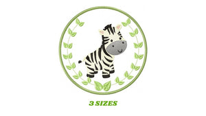 Zebra embroidery designs - Safari embroidery design machine embroidery pattern - Animal embroidery file - Zebra with applique frame pes jef