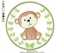 Carica l&#39;immagine nel visualizzatore di Gallery, Monkey embroidery designs - Safari embroidery design machine embroidery pattern - Animal embroidery file - Monkey with applique frame pes
