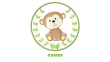 Cargar imagen en el visor de la galería, Monkey embroidery designs - Safari embroidery design machine embroidery pattern - Animal embroidery file - Monkey with applique frame pes
