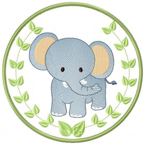 Elephant embroidery designs - Safari embroidery design machine embroidery pattern - Animal embroidery file - Elephant with applique frame