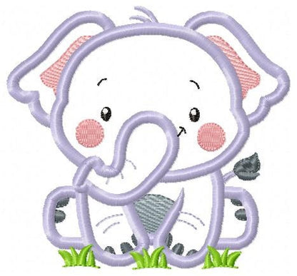 Elephant applique embroidery designs - Safari wild animal machine embroidery pattern - Baby Boy file - Instant digital download pes jef dst