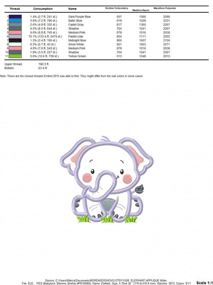 Elephant applique embroidery designs - Safari wild animal machine embroidery pattern - Baby Boy file - Instant digital download pes jef dst