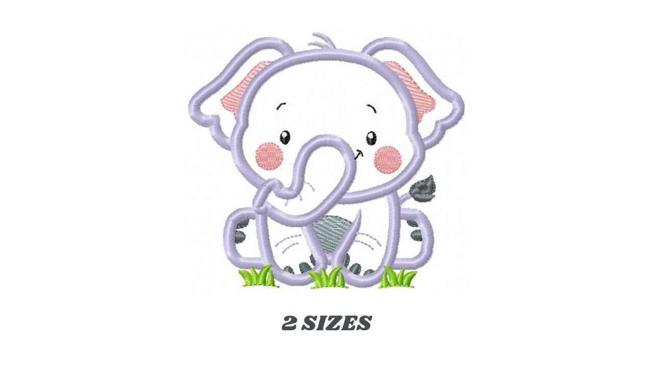 Elephant applique embroidery designs - Safari wild animal machine embroidery pattern - Baby Boy file - Instant digital download pes jef dst