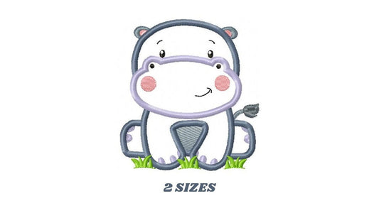 Hippo embroidery designs - Safari embroidery design machine embroidery pattern - Animal embroidery file hippo applique pattern download pes