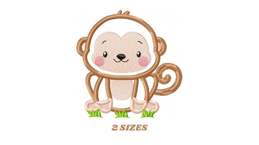 Monkey embroidery designs - Safari animal embroidery design machine embroidery pattern -Baby boy Monkey applique - Instant download pes jef