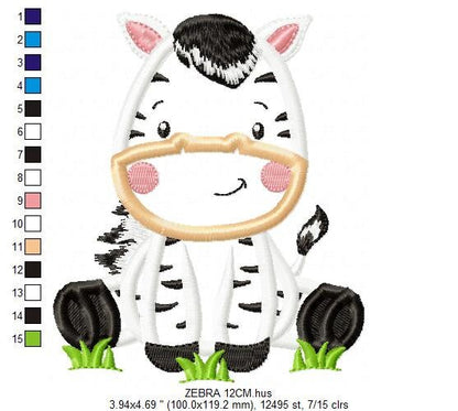 Zebra embroidery designs - Animal embroidery design machine embroidery pattern - Safari embroidery file - Zebra applique design download