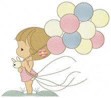 Charger l&#39;image dans la galerie, Baby girl embroidery designs - Toddler embroidery design machine embroidery pattern - girl with balloons embroidery file - kid embroidery
