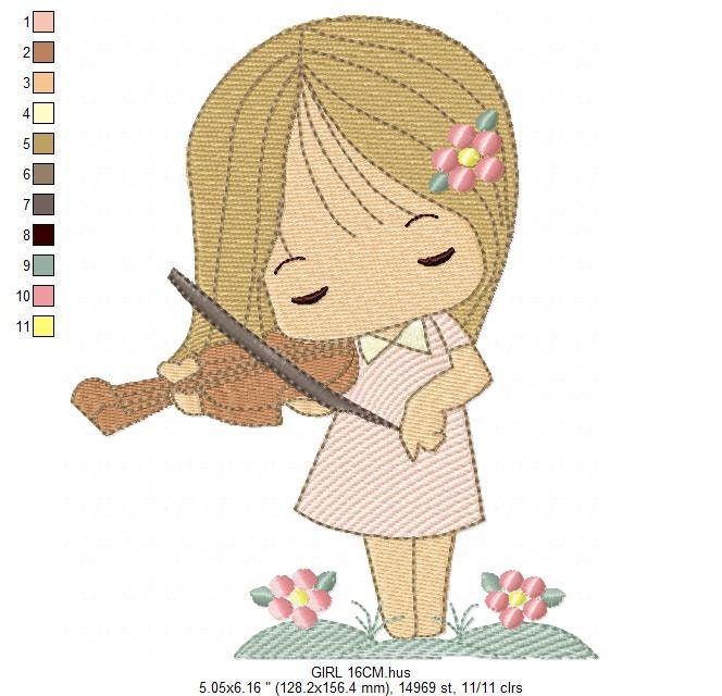 Violinist embroidery designs - Fairy embroidery design machine embroidery pattern - Pixie embroidery file - Fairy design Instant Download
