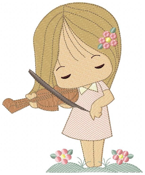 Violinist embroidery designs - Fairy embroidery design machine embroidery pattern - Pixie embroidery file - Fairy design Instant Download
