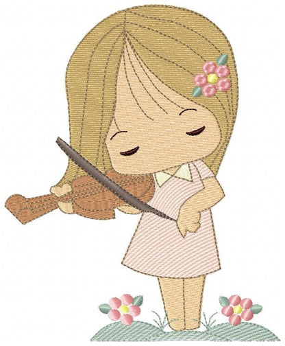 Violinist embroidery designs - Fairy embroidery design machine embroidery pattern - Pixie embroidery file - Fairy design Instant Download