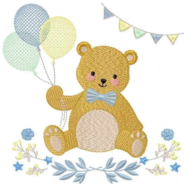Birthday Bear embroidery designs - Animals embroidery design machine embroidery pattern - Bear embroidery file - baby boy embroidery pes jef Marcia Embroidery