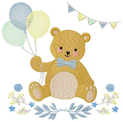 Birthday Bear embroidery designs - Animals embroidery design machine embroidery pattern - Bear embroidery file - baby boy embroidery pes jef Marcia Embroidery