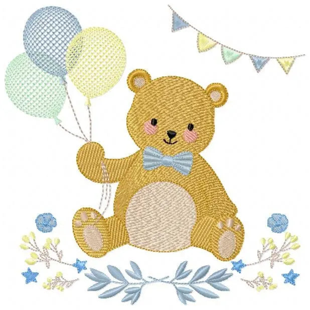 Birthday Bear embroidery designs - Animals embroidery design machine embroidery pattern - Bear embroidery file - baby boy embroidery pes jef Marcia Embroidery