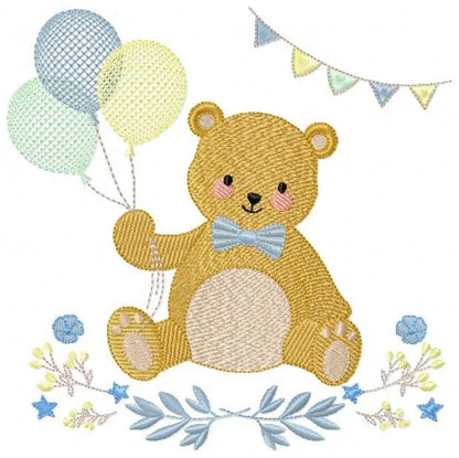 Birthday Bear embroidery designs - Animals embroidery design machine embroidery pattern - Bear embroidery file - baby boy embroidery pes jef Marcia Embroidery