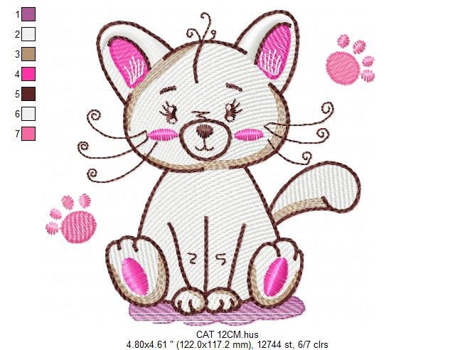 Cat embroidery design - Animal embroidery designs machine embroidery pattern - Kitten embroidery file - baby girl embroidery cat design Marcia Embroidery