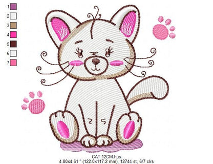 Cat embroidery design - Animal embroidery designs machine embroidery pattern - Kitten embroidery file - baby girl embroidery cat design Marcia Embroidery