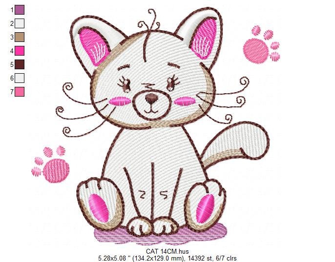 Cat embroidery design - Animal embroidery designs machine embroidery pattern - Kitten embroidery file - baby girl embroidery cat design Marcia Embroidery