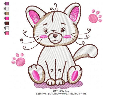 Cat embroidery design - Animal embroidery designs machine embroidery pattern - Kitten embroidery file - baby girl embroidery cat design Marcia Embroidery