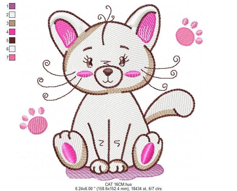 Cat embroidery design - Animal embroidery designs machine embroidery pattern - Kitten embroidery file - baby girl embroidery cat design Marcia Embroidery