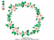 Charger l&#39;image dans la galerie, Monogram Frame embroidery designs - Flower embroidery design machine embroidery pattern - Flowers wreath embroidery file - girl embroidery
