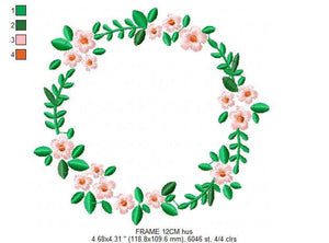 Monogram Frame embroidery designs - Flower embroidery design machine embroidery pattern - Flowers wreath embroidery file - girl embroidery