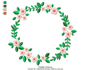 Monogram Frame embroidery designs - Flower embroidery design machine embroidery pattern - Flowers wreath embroidery file - girl embroidery