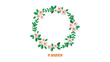 Charger l&#39;image dans la galerie, Monogram Frame embroidery designs - Flower embroidery design machine embroidery pattern - Flowers wreath embroidery file - girl embroidery
