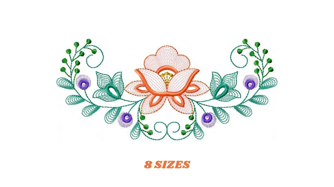 Flower Frame embroidery designs - Flower embroidery design machine embroidery pattern - Wreath embroidery file - baby girl embroidery pes Marcia Embroidery