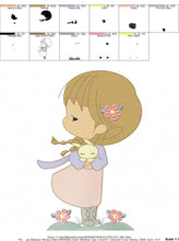 Charger l&#39;image dans la galerie, Baby Girl embroidery designs - Toodler embroidery design machine embroidery pattern - Girl with bunny embroidery file - instant download
