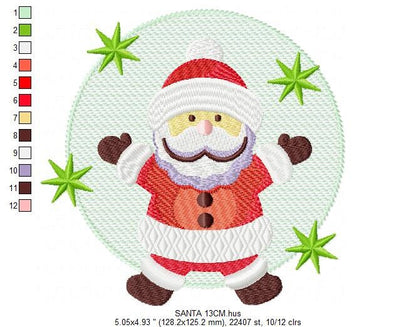 Xmas embroidery designs - Santa Claus embroidery design machine embroidery pattern - Christmas embroidery file - instant download pes jef