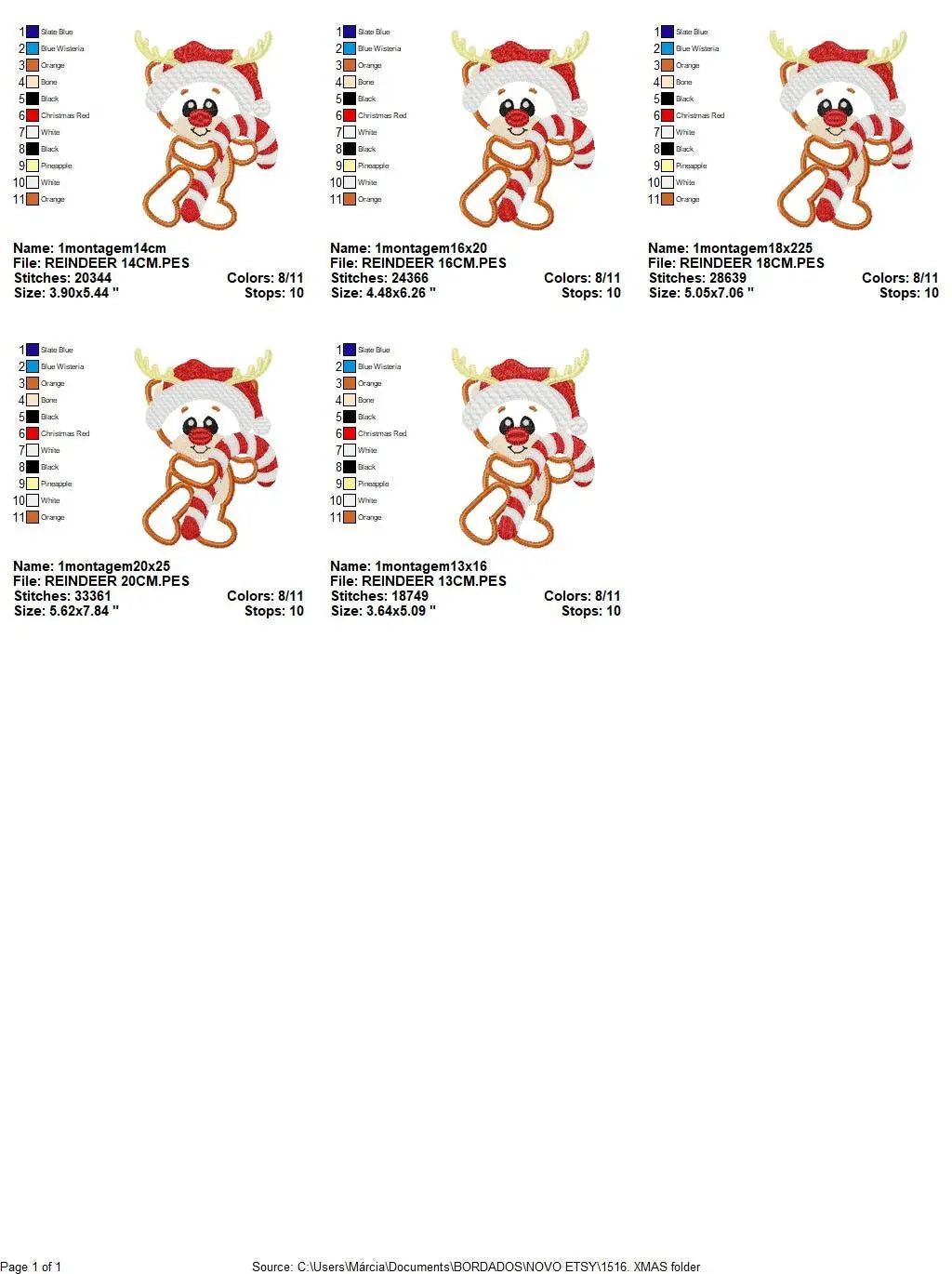 Rudolf Reindeer Embroidery Design - Xmas embroidery designs machine embroidery pattern - Christmas Holiday embroidery file instant download Marcia Embroidery