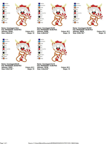 Rudolf Reindeer Embroidery Design - Xmas embroidery designs machine embroidery pattern - Christmas Holiday embroidery file instant download Marcia Embroidery