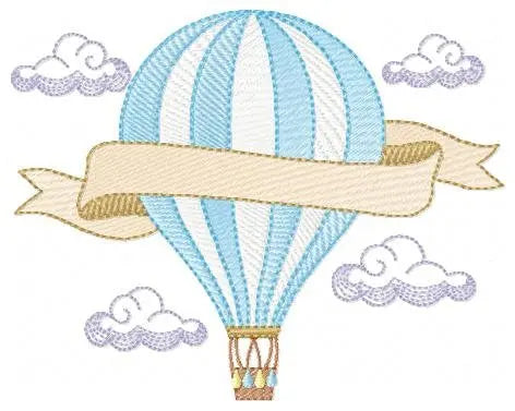 Balloon embroidery designs - Hot air balloon embroidery design machine embroidery pattern - Sky clouds embroidery file - instant download Marcia Embroidery