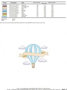 Balloon embroidery designs - Hot air balloon embroidery design machine embroidery pattern - Sky clouds embroidery file - instant download