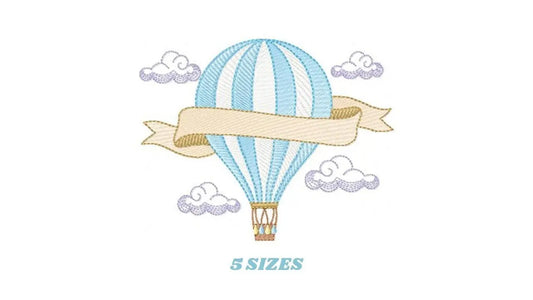 Balloon embroidery designs - Hot air balloon embroidery design machine embroidery pattern - Sky clouds embroidery file - instant download Marcia Embroidery