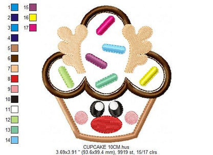Rudolf Reindeer Embroidery Design - Xmas Cupcake embroidery designs machine embroidery pattern - Holiday embroidery file instant download Marcia Embroidery