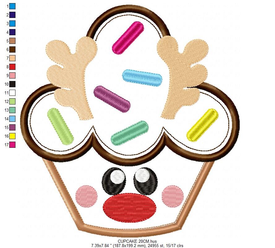 Rudolf Reindeer Embroidery Design - Xmas Cupcake embroidery designs machine embroidery pattern - Holiday embroidery file instant download Marcia Embroidery