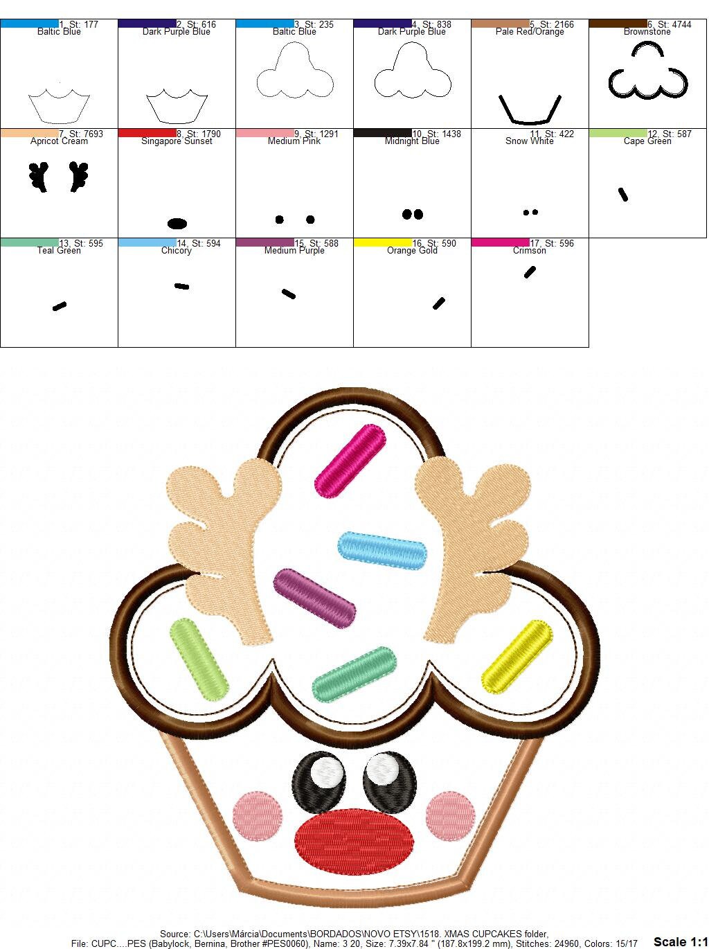 Rudolf Reindeer Embroidery Design - Xmas Cupcake embroidery designs machine embroidery pattern - Holiday embroidery file instant download Marcia Embroidery