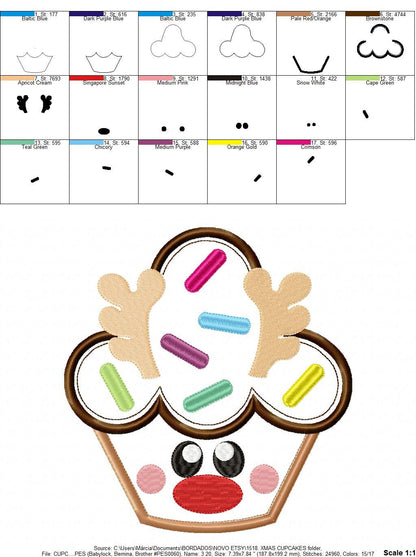Rudolf Reindeer Embroidery Design - Xmas Cupcake embroidery designs machine embroidery pattern - Holiday embroidery file instant download Marcia Embroidery